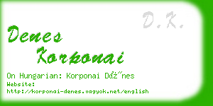 denes korponai business card